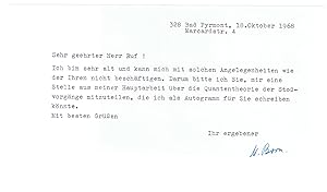 Seller image for Maschinenschriftlicher Brief mit eigenh. Unterschrift. for sale by Kotte Autographs GmbH