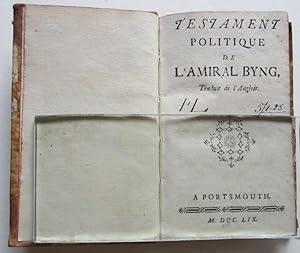 Immagine del venditore per Testament Politique De L'amiral Byng Traduit De L'anglois venduto da K Books Ltd ABA ILAB