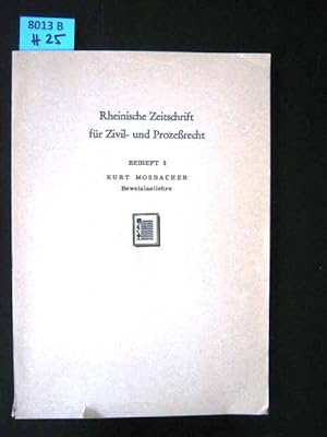 Die Beweislastlehre nach dem Bürgerlichen Gesetzbuch unter besonderer Berücksichtigung der §§ 929...