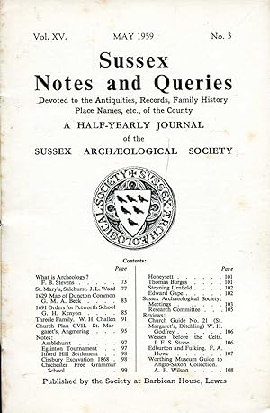 Seller image for Sussex Notes and Queries A half-yearly journal of The Sussex Archaeological Society volume XV No 3 May 1959 for sale by Pendleburys - the bookshop in the hills
