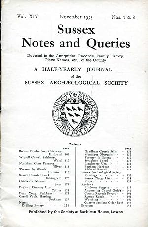 Seller image for Sussex Notes and Queries A half-yearly journal of The Sussex Archaeological Society volume XIV No 7 & 8 November 1955 for sale by Pendleburys - the bookshop in the hills