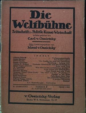 Bild des Verkufers fr Die Weltbhne Nr. 2/1947. - Zeitschrift fr Politik, Kunst, Wirtschaft. zum Verkauf von books4less (Versandantiquariat Petra Gros GmbH & Co. KG)
