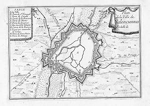 Bild des Verkufers fr Plan de la Ville de Valenciennes" - Valenciennes Nord Hauts-de-France fortification plan gravure estampe Fortifikation zum Verkauf von Antiquariat Steffen Vlkel GmbH