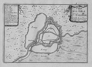 Bild des Verkufers fr Plan de la Ville de St. Guillin" - Saint-Ghislain Hainaut Wallonie Belgique Belgium Belgien plan fortification Fortifikation gravure engraving zum Verkauf von Antiquariat Steffen Vlkel GmbH