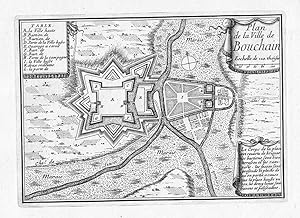 Bild des Verkufers fr Plan de la Ville de Bouchain" - Bouchain Nord Hauts-de-France fortification Fortifikation estampe gravure engraving zum Verkauf von Antiquariat Steffen Vlkel GmbH