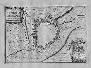 Bild des Verkufers fr Plan de Chateau en Cambresis" - Le Cateau-Cambresis Nord Hauts-de-France fortification plan Fortifikation gravure zum Verkauf von Antiquariat Steffen Vlkel GmbH