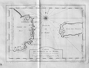 Bild des Verkufers fr "Carte du Dtroit de le Maire,." - Tierra del Fuego Argentina Chile South America Sdamerika map Karte Bellin zum Verkauf von Antiquariat Steffen Vlkel GmbH