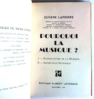 Pourquoi ls musique? I- raisons d'être de la musique, II- Importance nationale