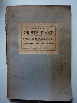 Collection de M.X. OBJECTS D'ART ANCIENS: GRAVURES - TABLEAUX - FAIENCES ET PORCELAINES ANCIENNES...