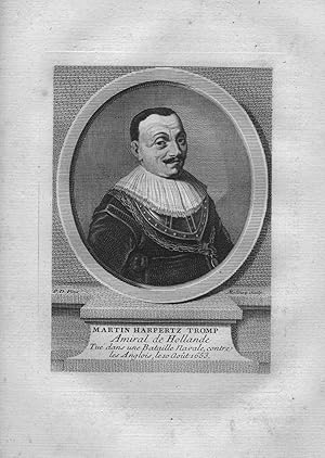 Bild des Verkufers fr Martin Harpertz Tromp" - Maarten Tromp Harpertszoon (1598 - 1653) Dutch navy general Admiral Marine Holland Kuperstich Portrait zum Verkauf von Antiquariat Steffen Vlkel GmbH