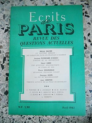 Bild des Verkufers fr Ecrits de Paris - Revue des questions actuelles - N. 192 - Mars 1961 zum Verkauf von Frederic Delbos