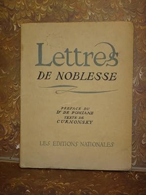 Image du vendeur pour Lettres de noblesse mis en vente par Librairie du Bassin