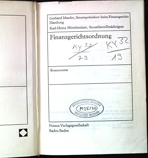 Bild des Verkufers fr Finanzgerichtsordnung. Kommentar. zum Verkauf von books4less (Versandantiquariat Petra Gros GmbH & Co. KG)