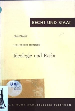 Bild des Verkufers fr Ideologie und Recht; Recht und Staat in Geschichte und Gegenwart ; 425/426; zum Verkauf von books4less (Versandantiquariat Petra Gros GmbH & Co. KG)