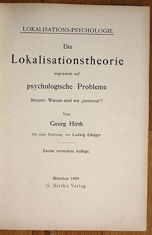 Georg Hirth Die Lokalisationstheorie psychologische Probleme Psychologie
