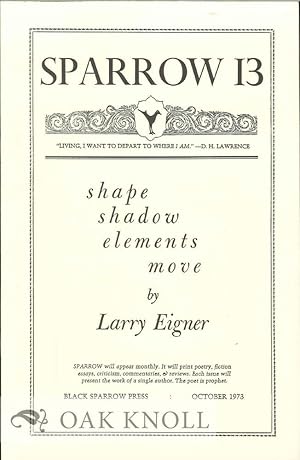 Seller image for SHAPE SHADOW ELEMENTS MOVE. SPARROW 13 for sale by Oak Knoll Books, ABAA, ILAB