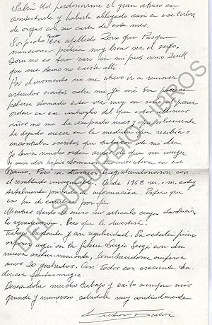 CARTA MANUSCRITA ORIGINAL , FIRMADA