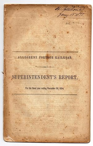 Allegheny Portage Railroad Superintendent's Report, 1854