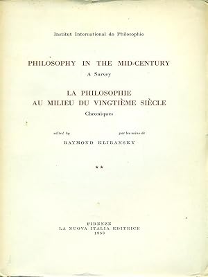 Bild des Verkufers fr Philosophy in the mid-century - La philosophie au milieu du vingtieme siecle II zum Verkauf von Librodifaccia