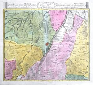 Bild des Verkufers fr Carte des Environs de Munich - Karte von der Gegend um Munchen zum Verkauf von Antikvariat Krenek