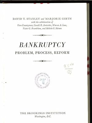 Bild des Verkufers fr Bankruptcy: Problem, Process, Reform. zum Verkauf von Antiquariat Bookfarm