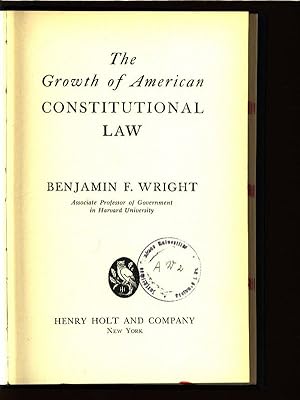 Immagine del venditore per The Growth of American Constitutional Law. venduto da Antiquariat Bookfarm