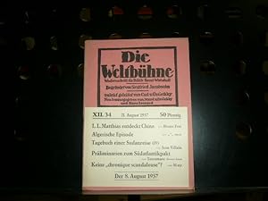 Bild des Verkufers fr Die Weltbhne - 12. Jg. - Heft 34 - 21. August 1957 zum Verkauf von Antiquariat im Kaiserviertel | Wimbauer Buchversand