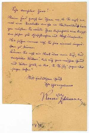 Imagen del vendedor de Eigenh. Postkarte m. U. a la venta por Antiquariat INLIBRIS Gilhofer Nfg. GmbH