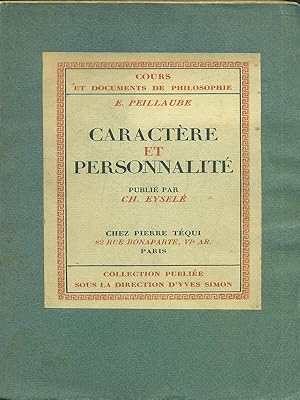 Seller image for Caractere et Personnalite for sale by Librodifaccia