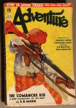 Bild des Verkufers fr ADVENTURE -- ( Pulp magazine. January/ 1937) with The Comanche Kid By E.B. Mann ?? Inside Stories - Rustlers' Range (Conclusion) by Luke Short; The Back Trail by H. Bedford Jones; zum Verkauf von Comic World