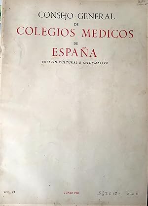 Consejo General de Colegios Médicos de España. Boletín Cultural e Informativo. Vol. XI, Junio 195...