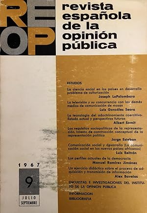 Revista española de la opinión pública. nº9. Julio-septiembre, 1967.