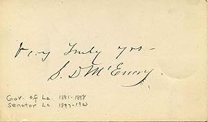 Small card signed by Samuel Douglas McEnery (1837-1910).