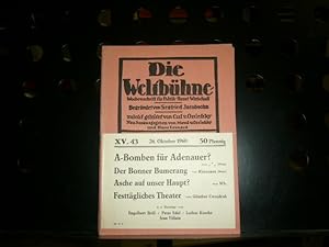 Bild des Verkufers fr Die Weltbhne - 15. Jg. - Heft 43 - 26. Oktober 1960 zum Verkauf von Antiquariat im Kaiserviertel | Wimbauer Buchversand