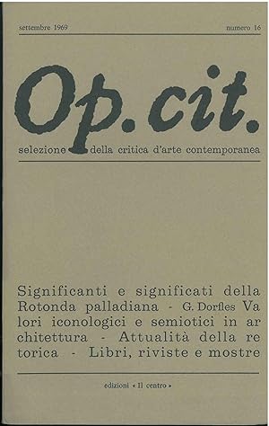 Op. cit. Rivista quadrimestrale di selezione della critica d'arte contemporanea. Settembre 1969, ...