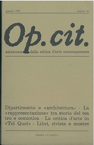 Op. cit. Rivista quadrimestrale di selezione della critica d'arte contemporanea. Gennaio 1978, n. 41