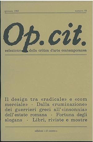 Op. cit. Rivista quadrimestrale di selezione della critica d'arte contemporanea. Gennaio 1982, n. 53