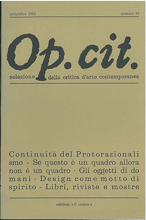 Op. cit. Rivista quadrimestrale di selezione della critica d'arte contemporanea. Settembre 1982, ...