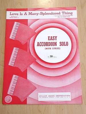 Seller image for Love Is A Many-Splendored Thing, Easy Accordion Solo (With Lyrics) for sale by Bradley Ross Books