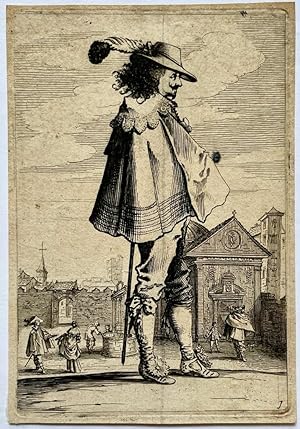 Bild des Verkufers fr Antique Etching - Standing armed soldiers [set title]: Soldier in right profile before a campo - S. Savery, published before 1678, 1 p. zum Verkauf von Antiquariaat Arine van der Steur / ILAB