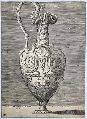 Antique Engraving 1543 - Antique Vases (serie title) - E. Vico, published 1543, 1 p.