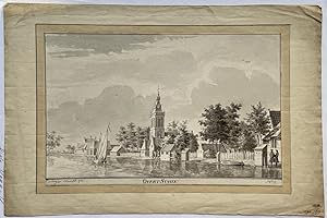 [Antique drawing] The village of Overschie in Zuid-Holland, Dirk Verrijk, dated 1761, 1 p.