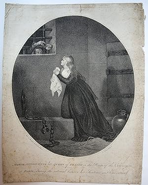 Engraving/Gravure: Marie Antoinette, late queen of France, in the prison of the Conciergerie at P...