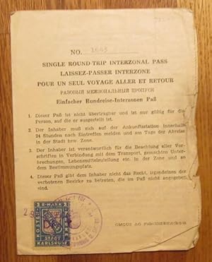 Bild des Verkufers fr Einfacher Rundreise Interzonen Pa 1950 Nr. 1643 nach Halle zum Zwecke der Regelung von Familienangelegenheiten (Single Round-Trip Interzonal Pass / Laissez-Passer Interzone.) zum Verkauf von ANTIQUARIAT H. EPPLER