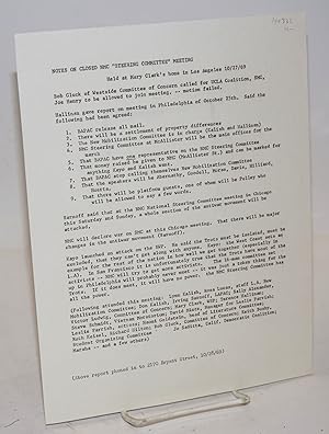 Seller image for Notes on closed NMC "steering committee" meeting held at Mary Clark's home in Los Angeles 10/27/69 for sale by Bolerium Books Inc.