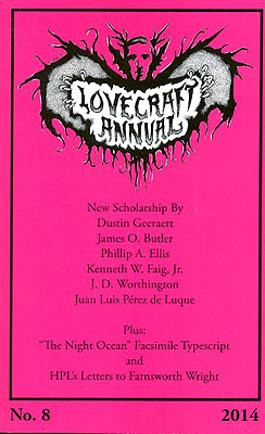 Bild des Verkufers fr Lovecraft Annual No. 8: New Scholarship on H.P. Lovecraft zum Verkauf von Ziesings