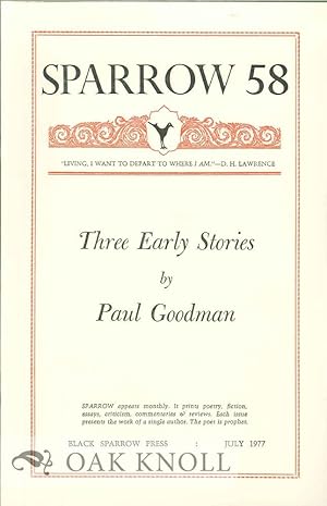 Seller image for THREE EARLY STORIES. SPARROW 58 for sale by Oak Knoll Books, ABAA, ILAB