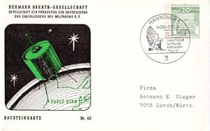 Seller image for Bausteinkarte Nr.40. Ganzsache, mit Sonderstempel Hannover, HOG-BDLJ, Praktische Nutzung erdnahem Raums, 26.4.1968. for sale by Antiquariat Heinz Tessin