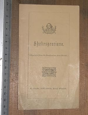 Bild des Verkufers fr Shakespeariana (reprinted from the Stratford-on-Avon Herald) zum Verkauf von Stephen Rench