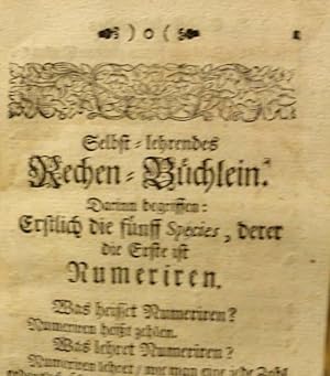 Immagine del venditore per Selbst-Lehrendes Rechen-Bchlein. venduto da Fontane-Antiquariat Dr. H. Scheffers